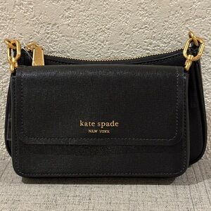 Kate Spade Elegant Black Duet Crossbody with Gold Details NWT